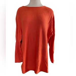 MICHAEL KORS Orange Crew Neck Medium Weight Sweater Gold Zipper Soze LARGE